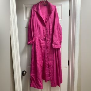 Pink linen midi dress from Lafayette 148 New York, good condition, size 12